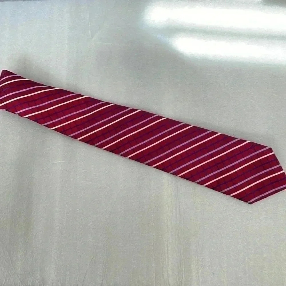 ❤️2/$30❤️Stefano  Conti Red White Striped Silk Tie
